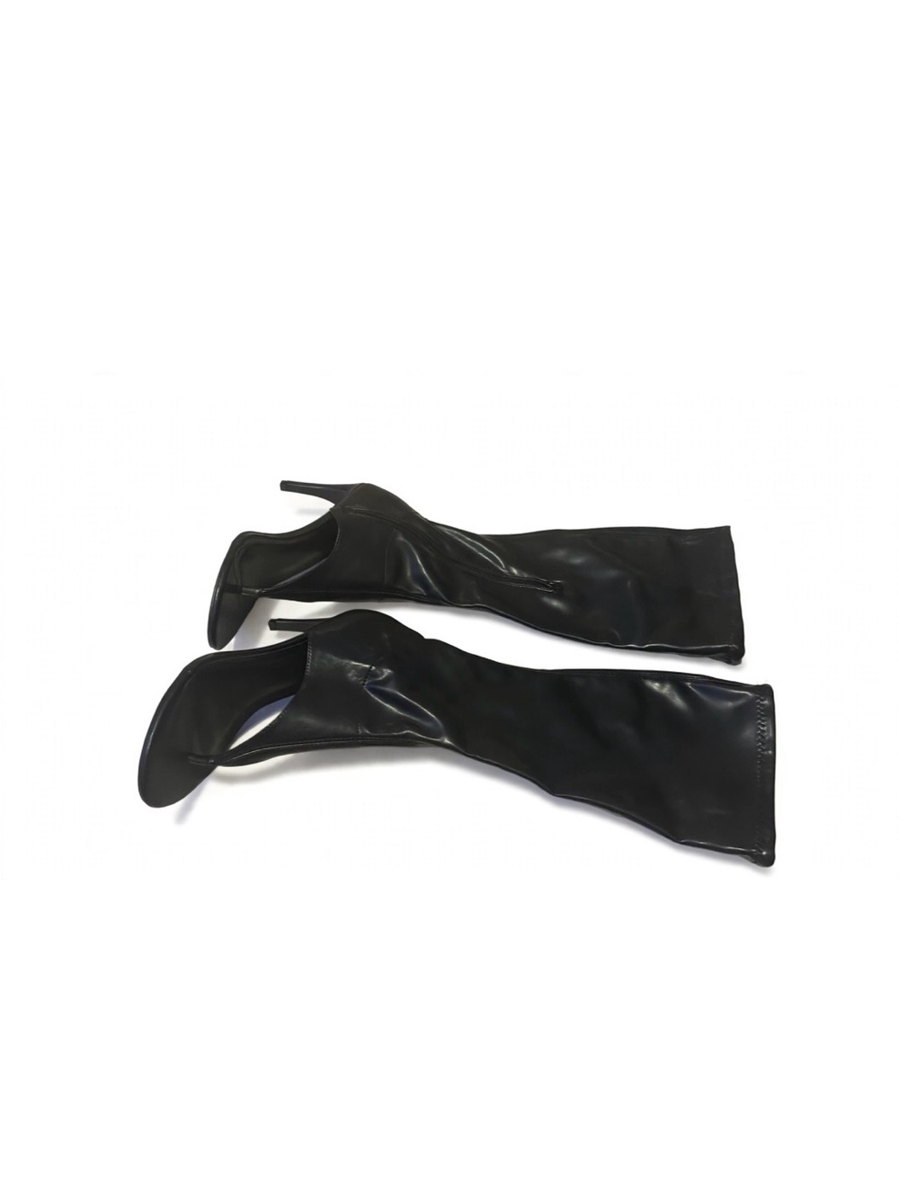 Black Thigh-High Open-Toe Stiletto Boots